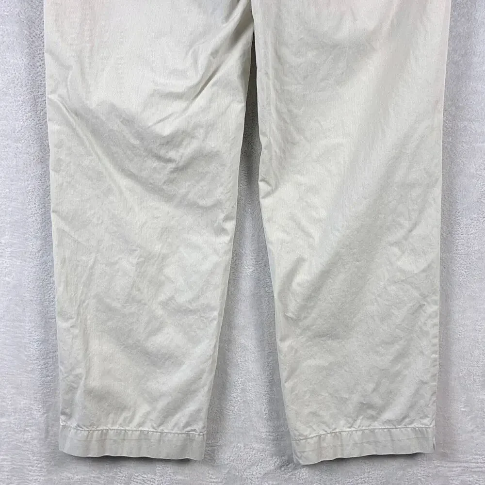 VTG Polo Ralph Lauren Pants Men 36x32 Ivory Tan Fine Hickory Striped Preppy 90s